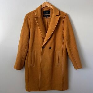 J Crew Jacket Womens 12 Mustard Yellow Daphne Topcoat Italian Boiled Wool Coat
